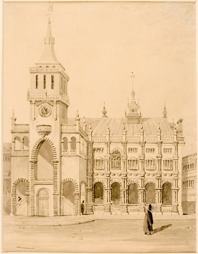 Exterieur van de Originele Guildhall door Thomas Miles Richardson